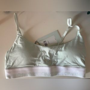 JENNIE X CALVIN KLEIN Chalk Blue Modern Cotton Lightly Lined Bralette Size M